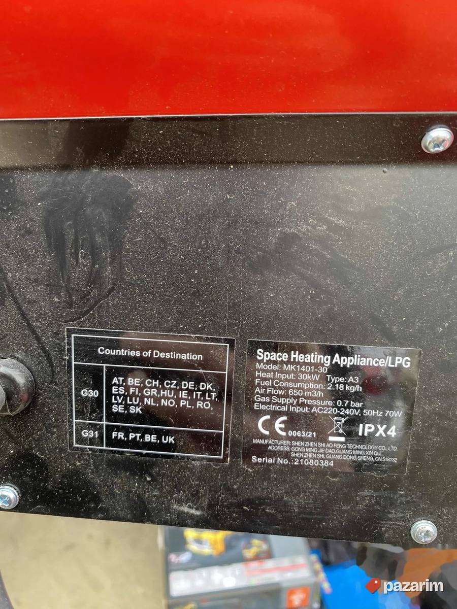 Industrijska grejalica na plin 30kw 2