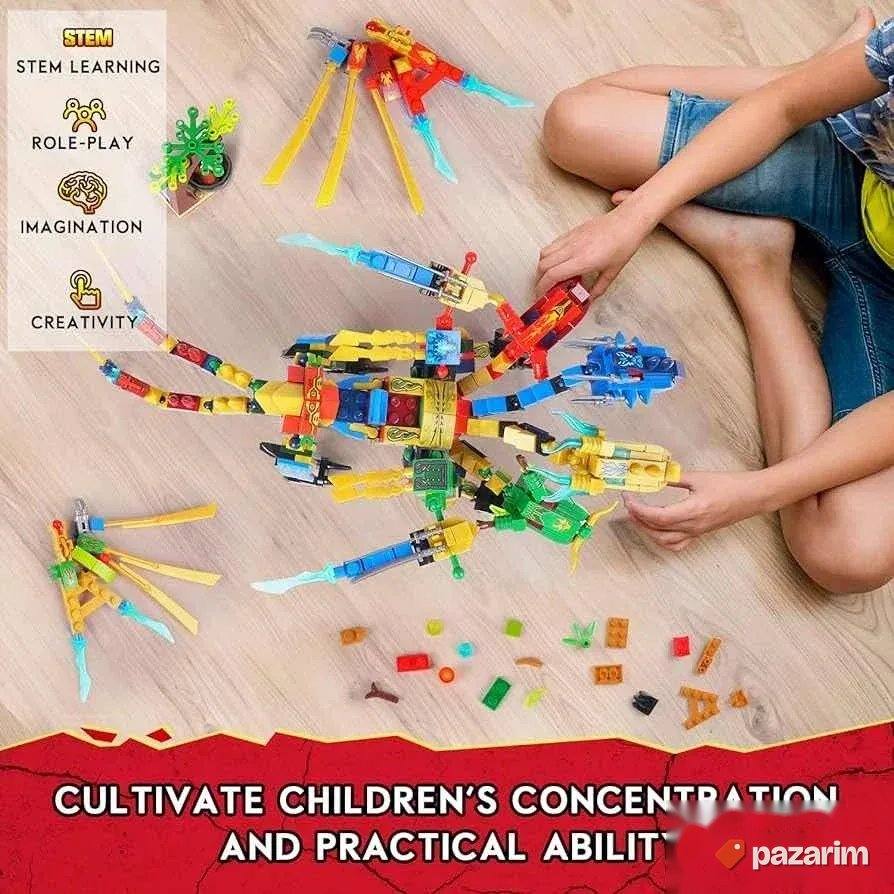 set kockica za sklapanje 810pcs 4 zmaja ili 1 veliki novo 4