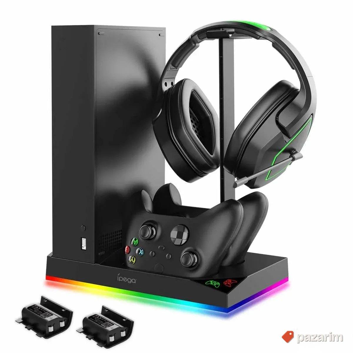 Postolje sa hladjenjem za xbox x i dva punjaca sa 2 baterije 1