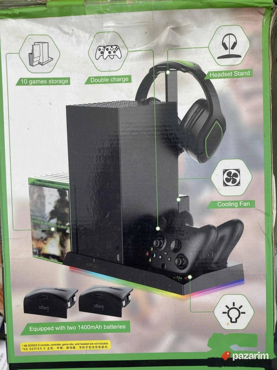 Postolje sa hladjenjem za xbox x i dva punjaca sa 2 baterije 4