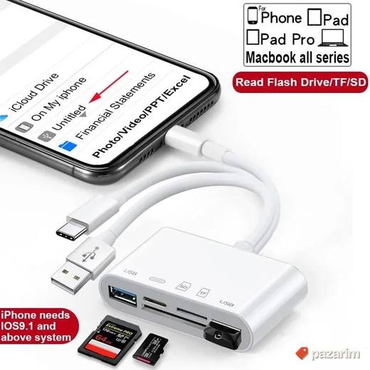 citac za kartice usb usbc lighting 5u1 novo za apple uredje