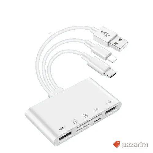 citac za kartice usb usbc lighting 5u1 novo za apple uredje 5
