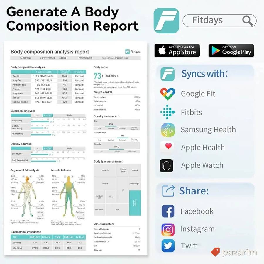 lescale p1 profesionalna vaga 8 elektroda body fat scale 5