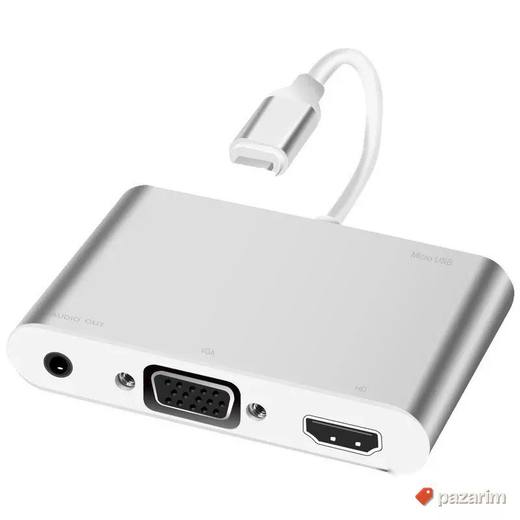 adapter 3 u 1 iphone lighting na hdmi vga audio novo