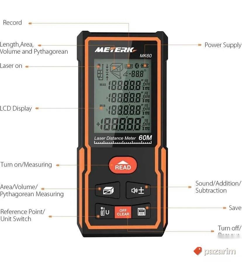 laserski metar merac daljjine soba uglova meterk MK60 2