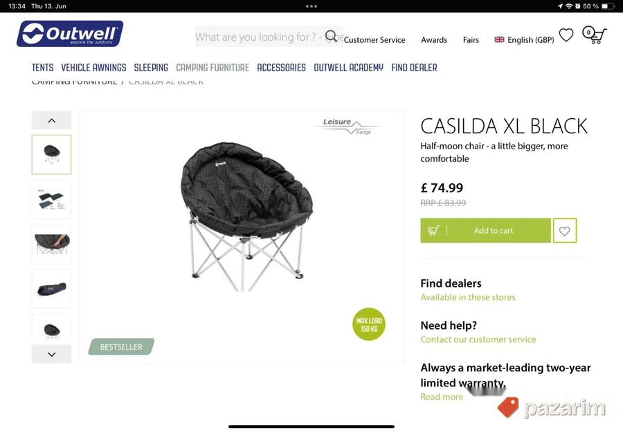 outwell casilda xl kamperska stolica ostecenje 3