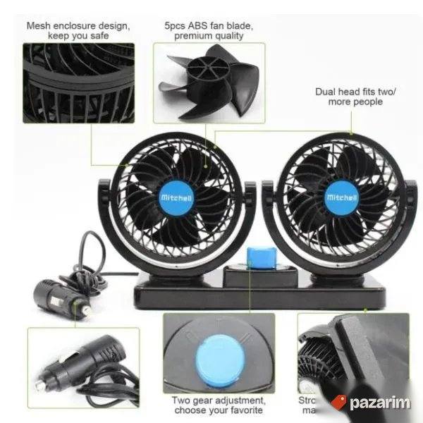Dupli ventilator za auto 12v 2