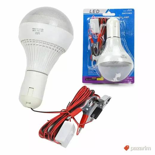 Led sijalica 12v 5w sa kablom,prekidacem i kleštima za aku
