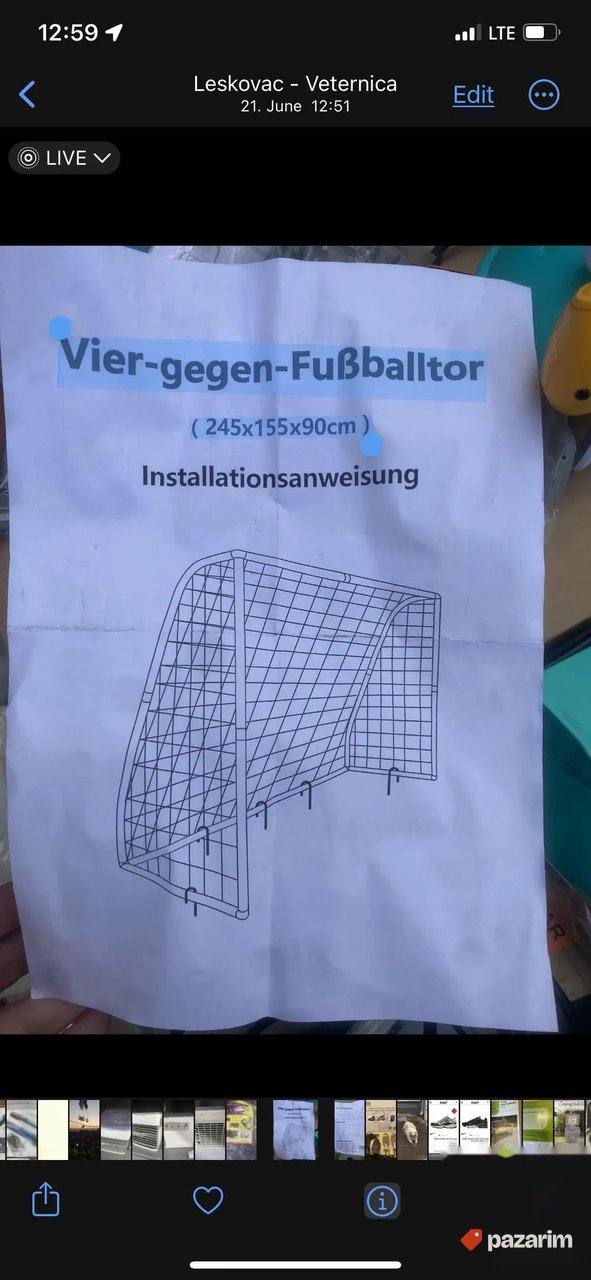 fudbalski gol montazni novo 245 155 90cm 2