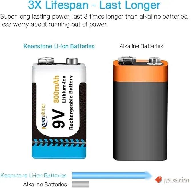 keenstone punjac za tri baterije 9v sa baterijama lit 800mAh 3