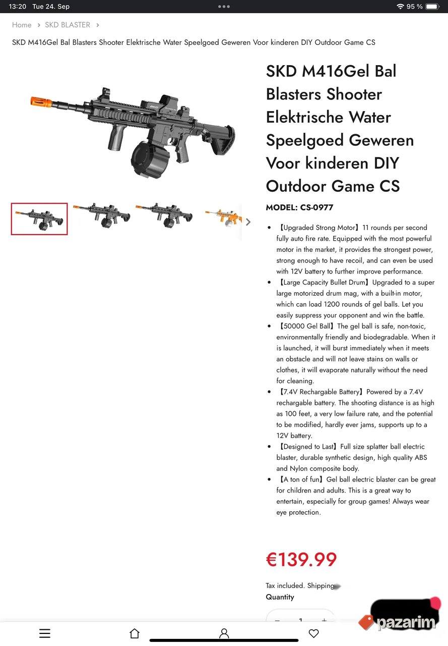 sdk m4 blaster elektricna puska na gel vodene metke 2