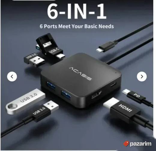 Acasis 6 u 1 4K 30Hz USB C Hub Multiport adapter