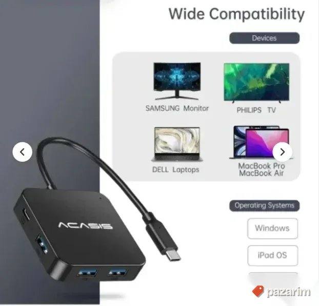 Acasis 6 u 1 4K 30Hz USB C Hub Multiport adapter 6