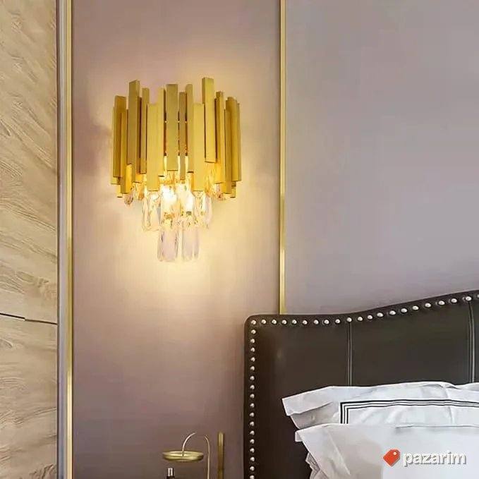 zidno svetlo luster lampa sa staklenim visuljkama 3