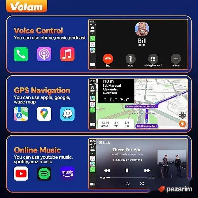 carplay android i apple novo type c usb 3