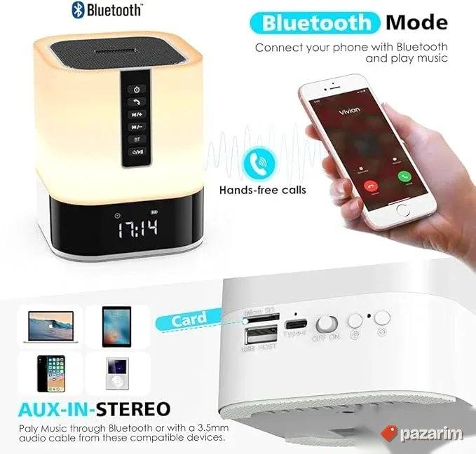hi fi bt zvucnik nocna lampa touch alaram sat 3