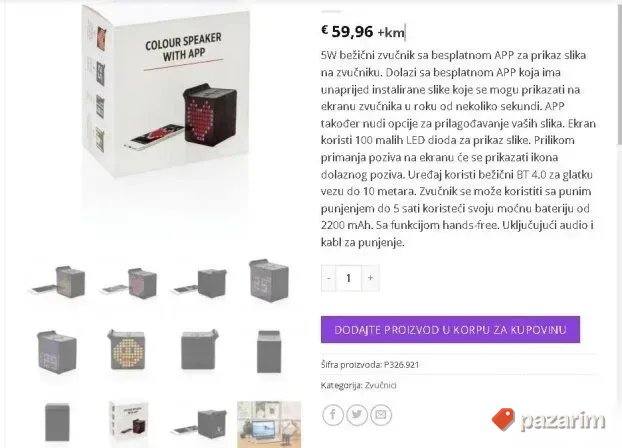 Bluetooth zvučnik sa LED ekranom programirajuci 3