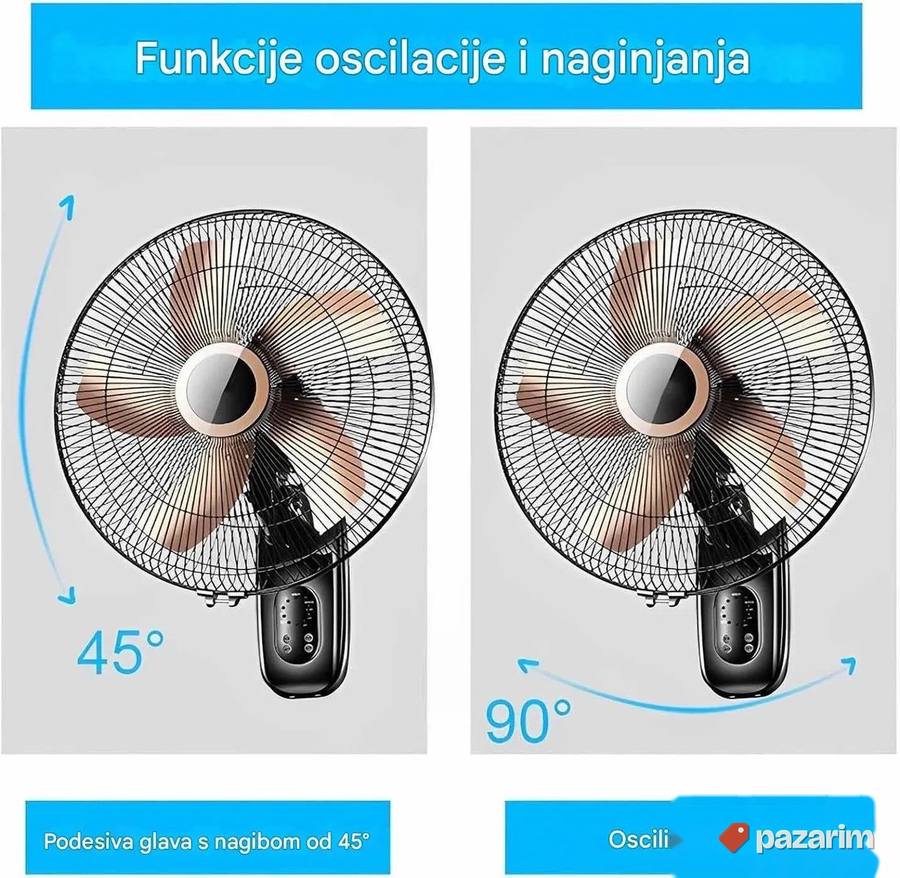 zidni ventilator sa daljinskim novo 8