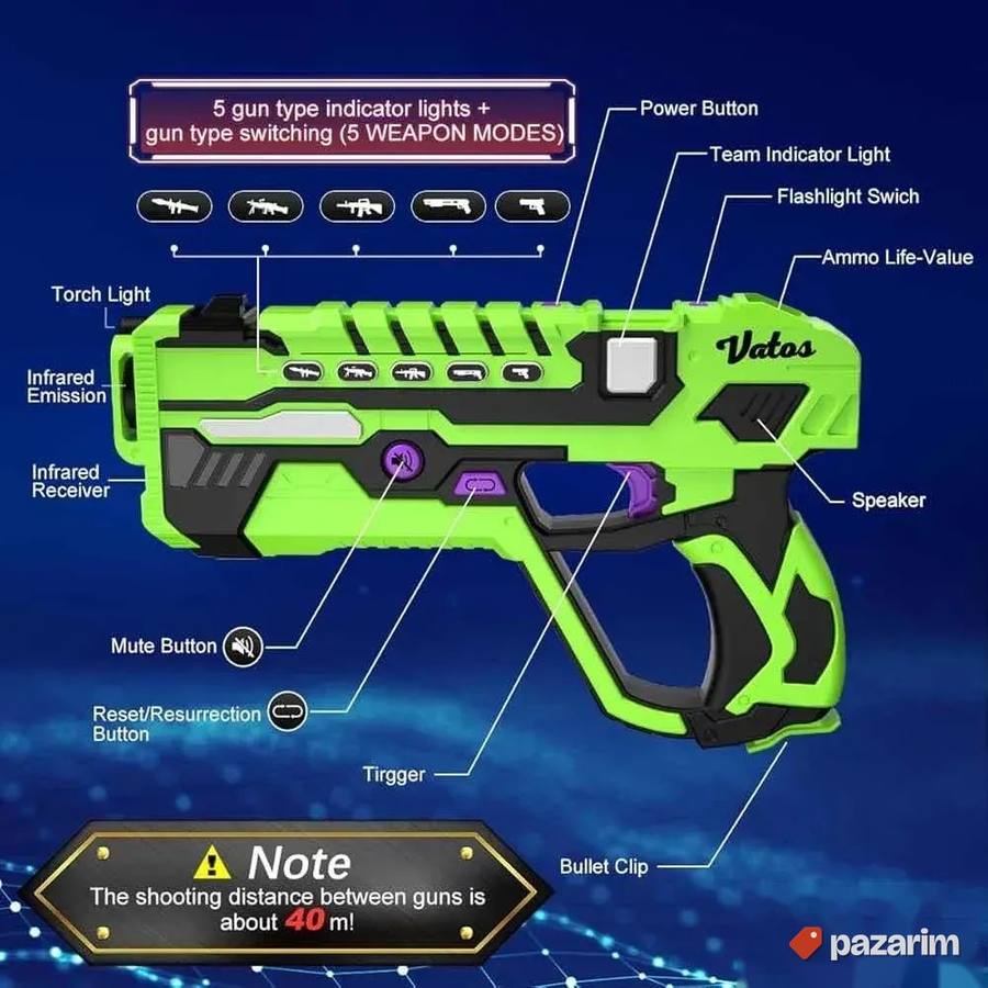 vatos laser tag pistolji sa stanicom za punjenje 40m novo 7