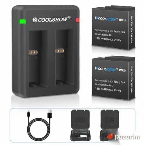 2 baterije i punjac za ace ace pro insta360 kamere 1800mAh 1