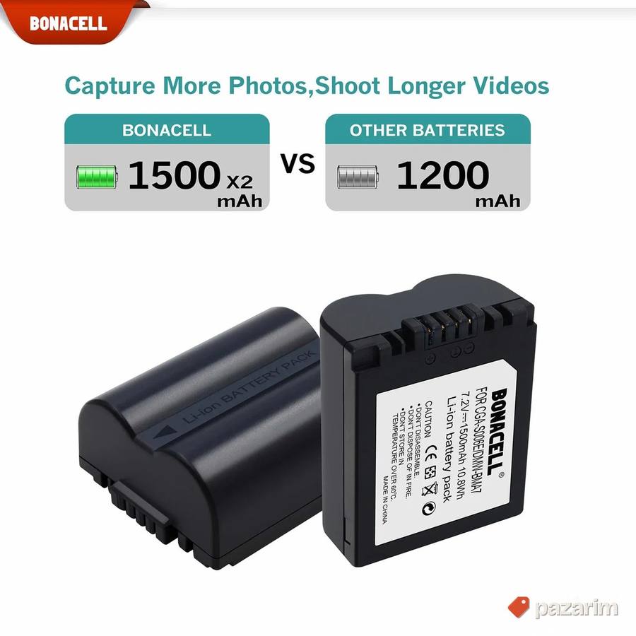 2 baterije za panssonic 1500mAh 7.2v CGA-SOO6E/DMW-BMA7 2