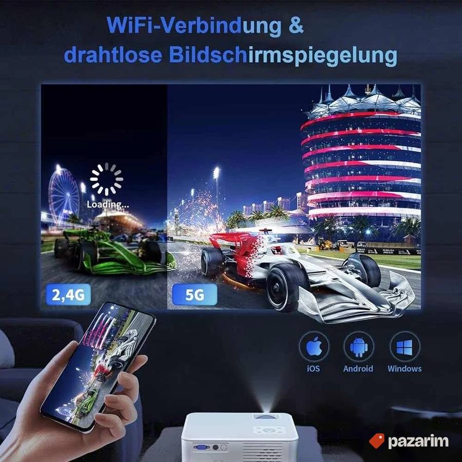 Beamer 4k wi fi 5g bt prjektor 15000lumen 4