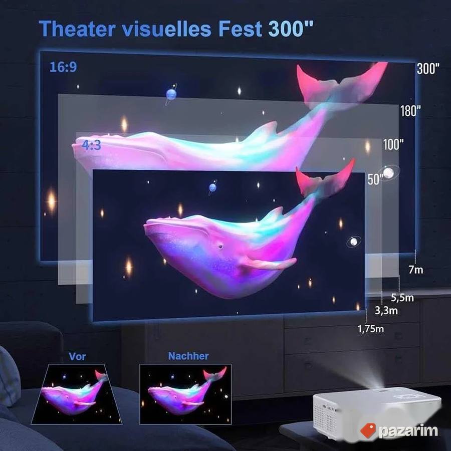 Beamer 4k wi fi 5g bt prjektor 15000lumen 8