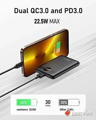 Veektomx Power Bank mini 3.0 10.000mAh usb C usb A 3