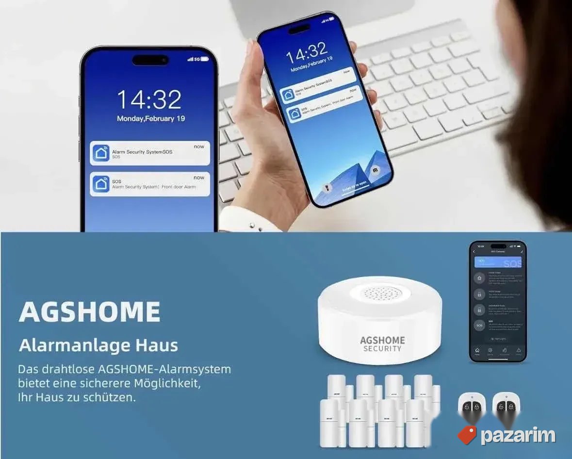 WiFi Alarmni Sistem AGSHOME 8 senzora i app za telefon v7.0 2