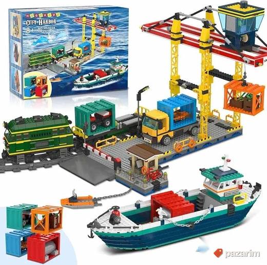 Luka sa brodom, vozom i kranom lego set kockcica 1373pcs