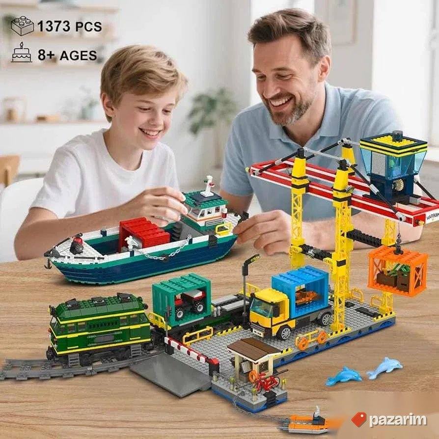 Luka sa brodom, vozom i kranom lego set kockcica 1373pcs 2