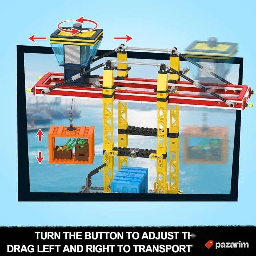 Luka sa brodom, vozom i kranom lego set kockcica 1373pcs 3