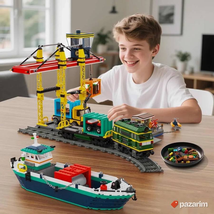 Luka sa brodom, vozom i kranom lego set kockcica 1373pcs 4