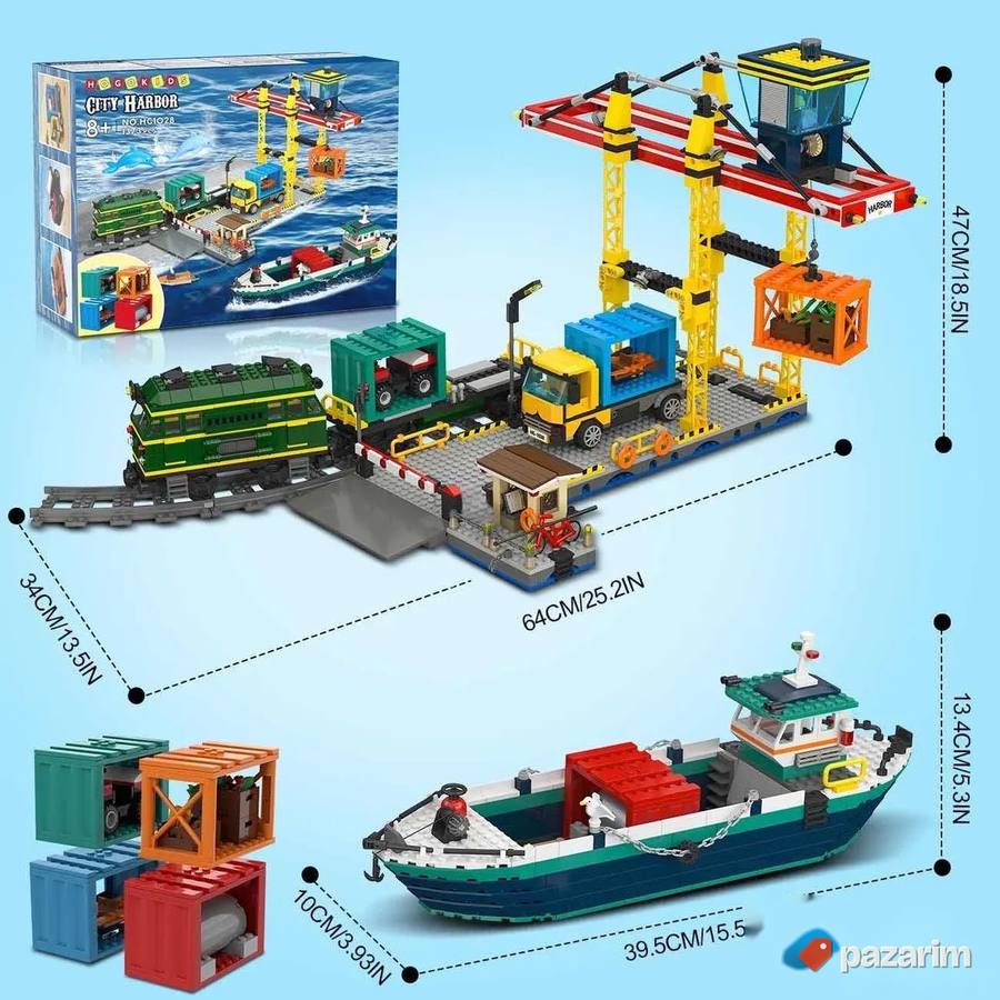 Luka sa brodom, vozom i kranom lego set kockcica 1373pcs 7