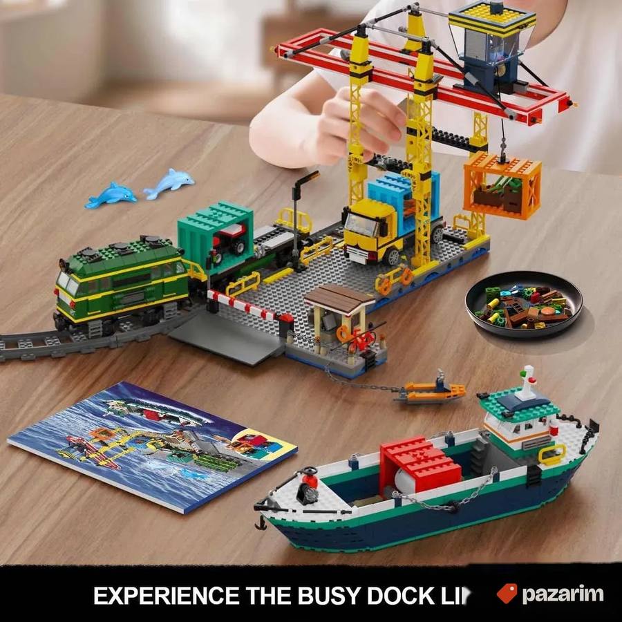 Luka sa brodom, vozom i kranom lego set kockcica 1373pcs 8