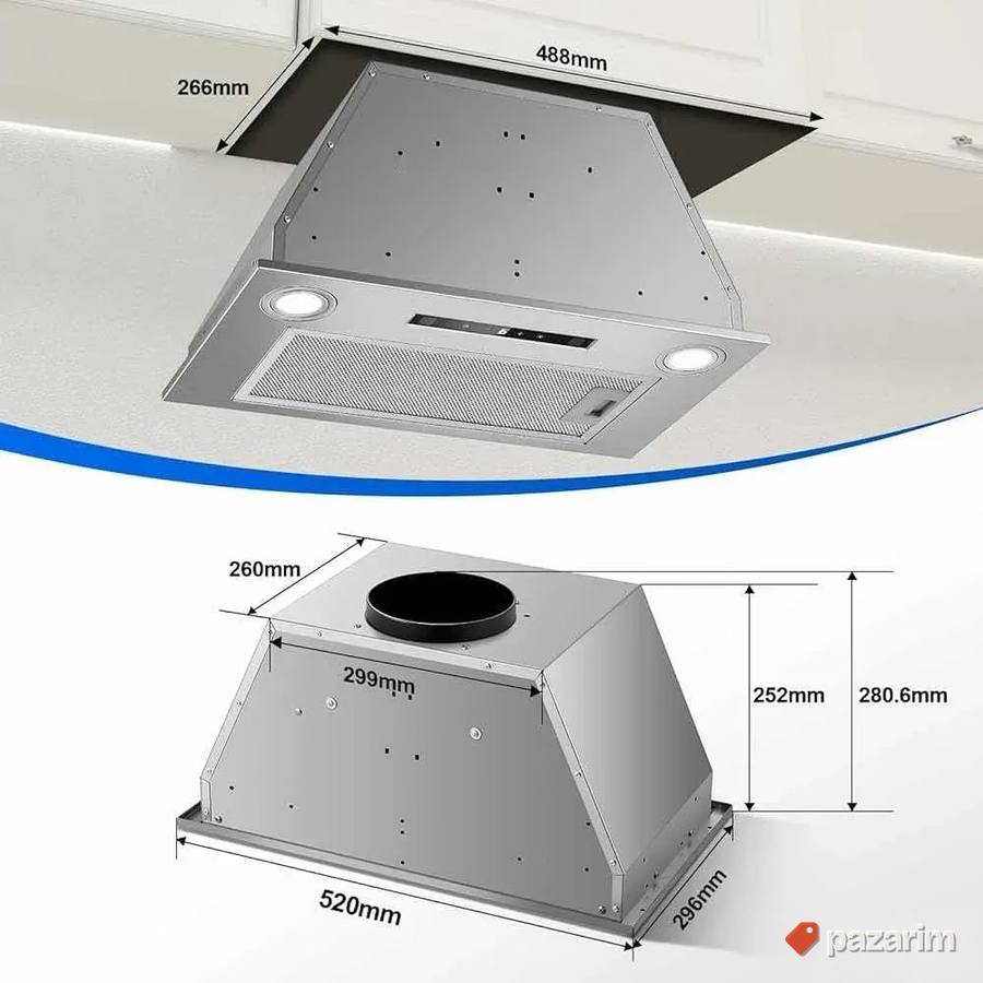 Ugradni smart aspirator 52cm dupli ventilator 400 m3/h 6