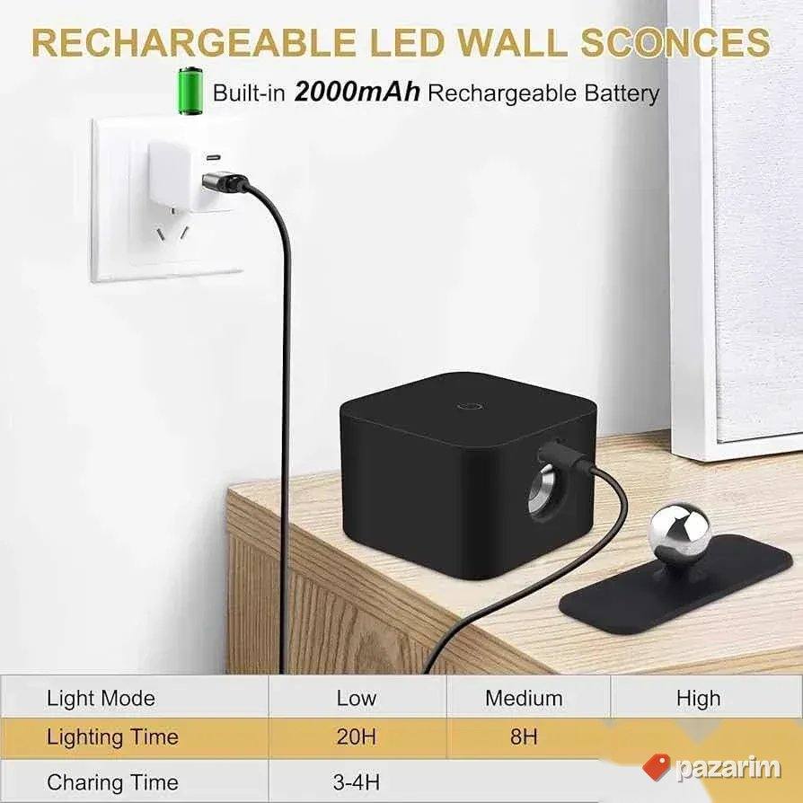 2 Zidne LED lampe 360 punjiva 3 moda svetla 2000mAh 5