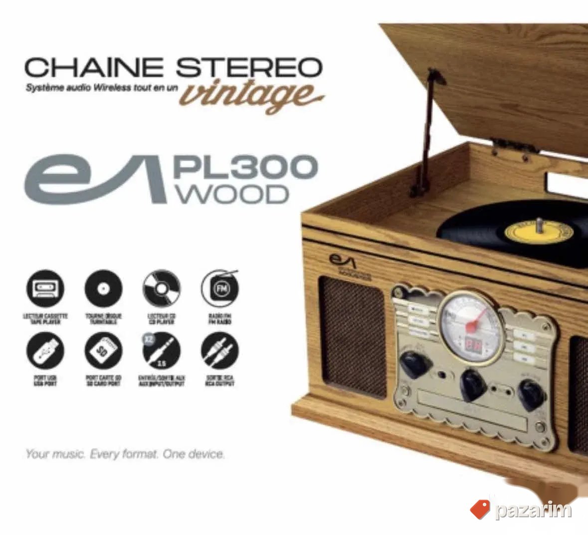 Platine drveni vintage gramofon pl300 bt fm 2