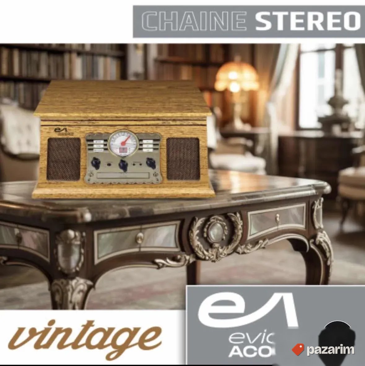 Platine drveni vintage gramofon pl300 bt fm 5
