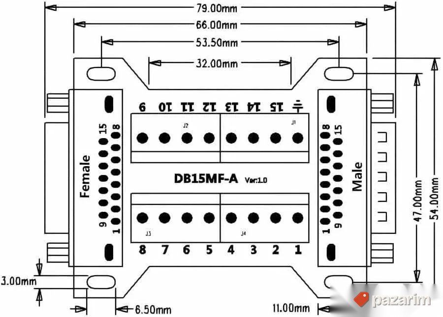 RS232 musko zenski konektor za razvodnu plocu 15 pin 5