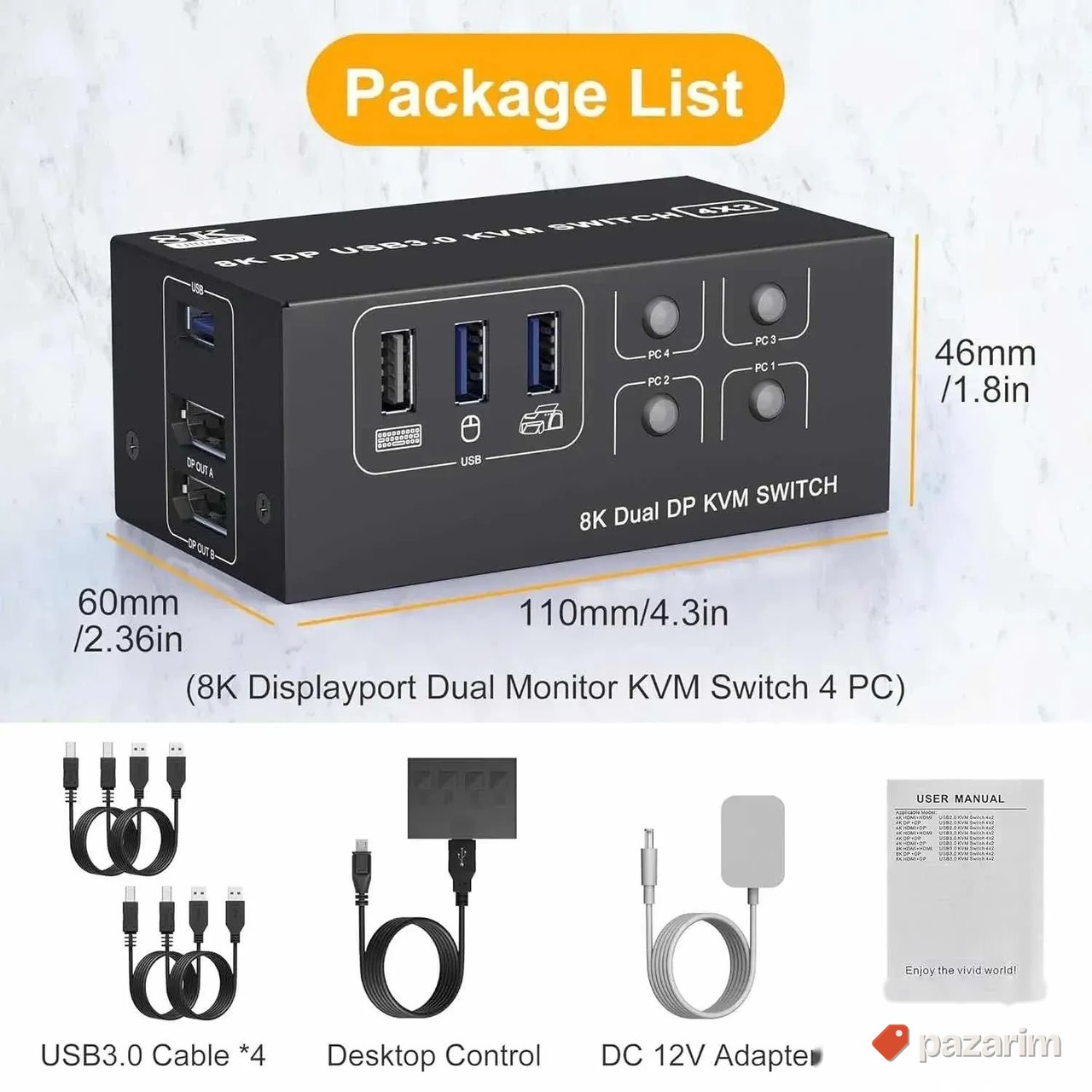 KVM Switch 4 racunara 2 monitora 8K 60 Hz 1