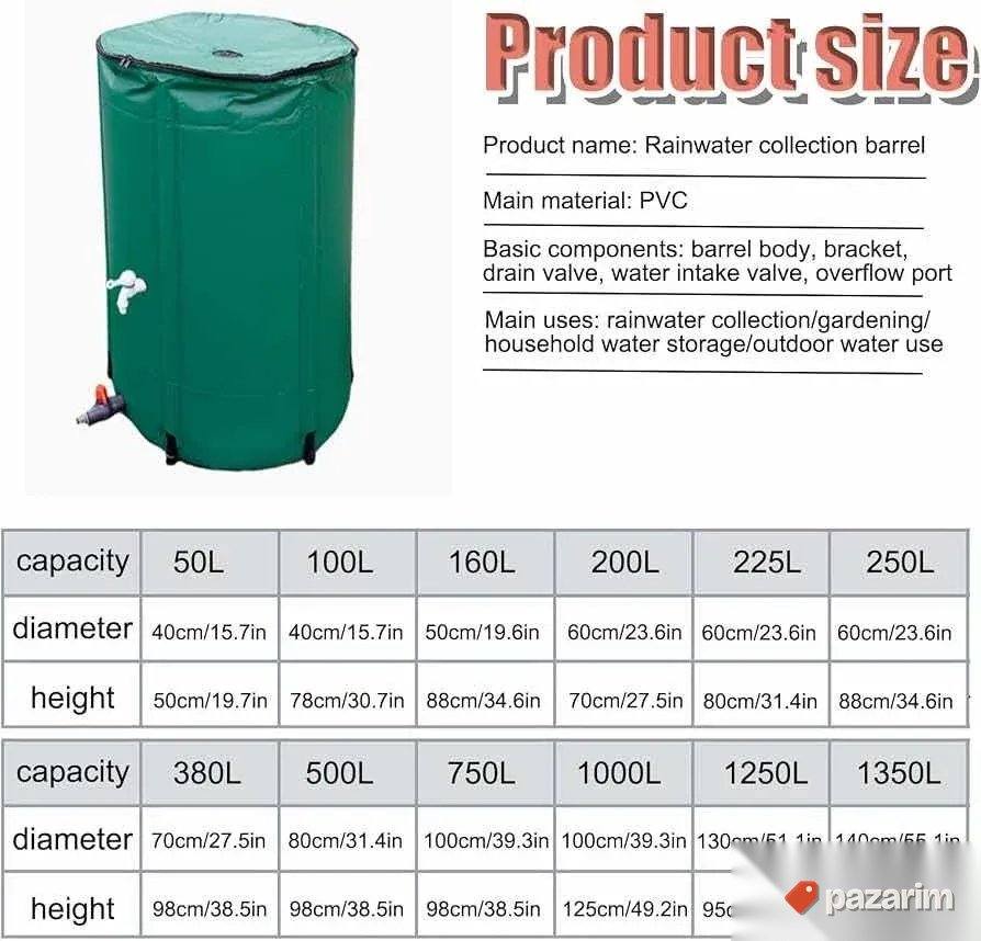 sklopivo pvc bure za skupljanje kise za kisnicu jovo 380l 2