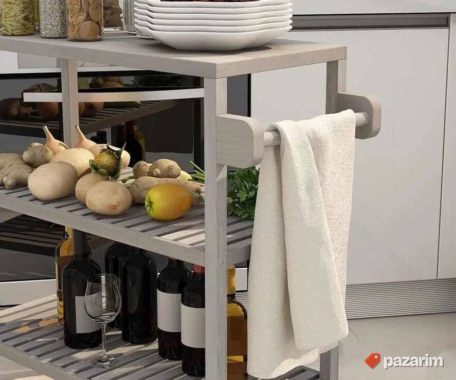 Kuhinjska kolica drvena tockici novo 80x35x85cm 3