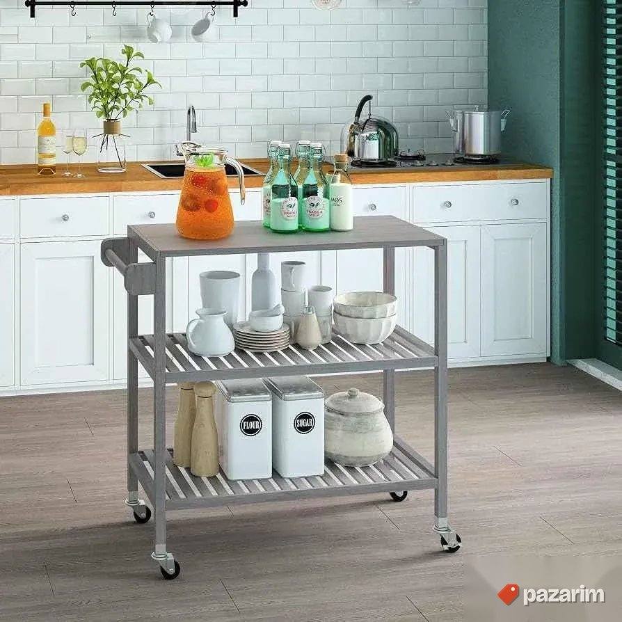 Kuhinjska kolica drvena tockici novo 80x35x85cm 5