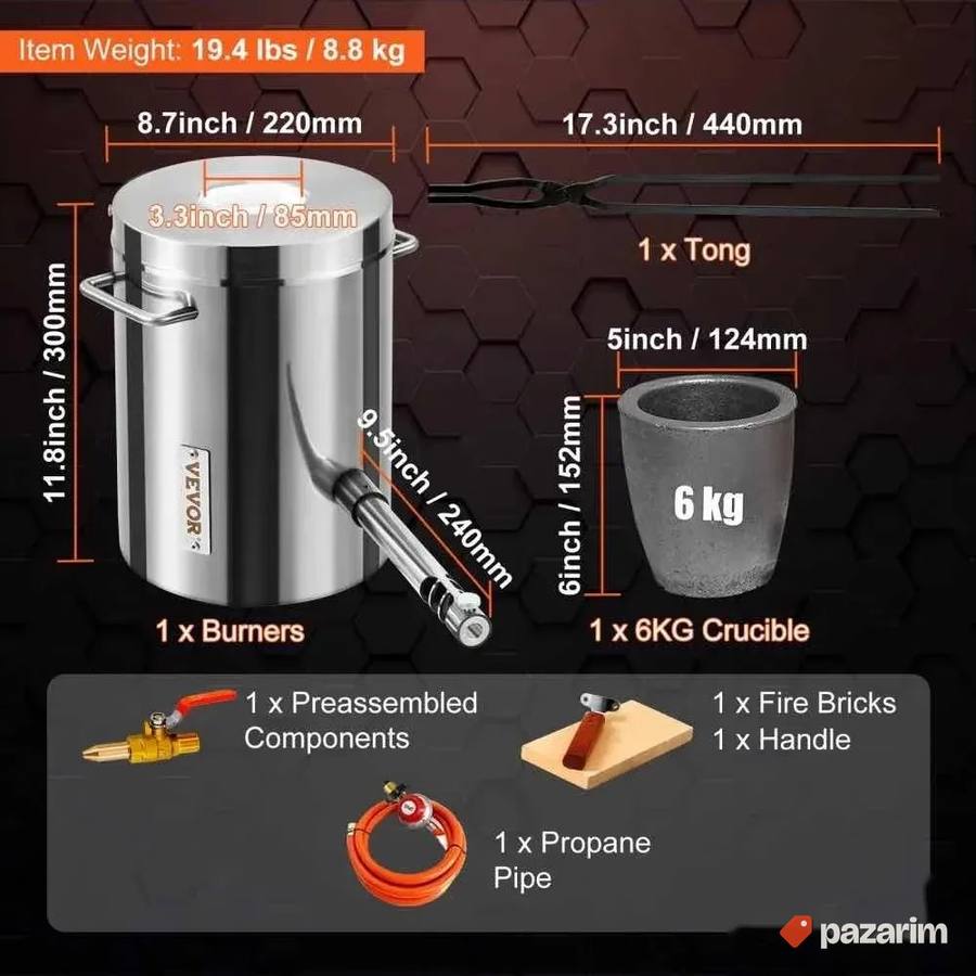 pecka za topljen metale zlato itsd 6kg VEVOR propane furnace 7