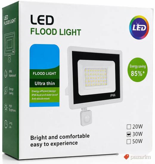 LED reflektor 30W sa senzorom pokreta IP66 – Ultra Thin