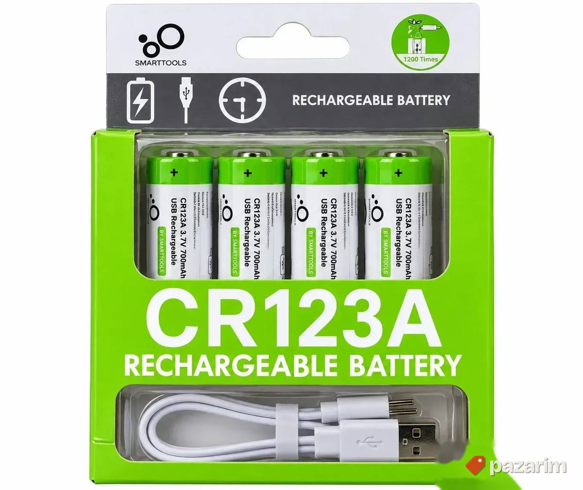 CR123A punjive baterije 3.7V 700mAh + USB punjač – 4 kom 1