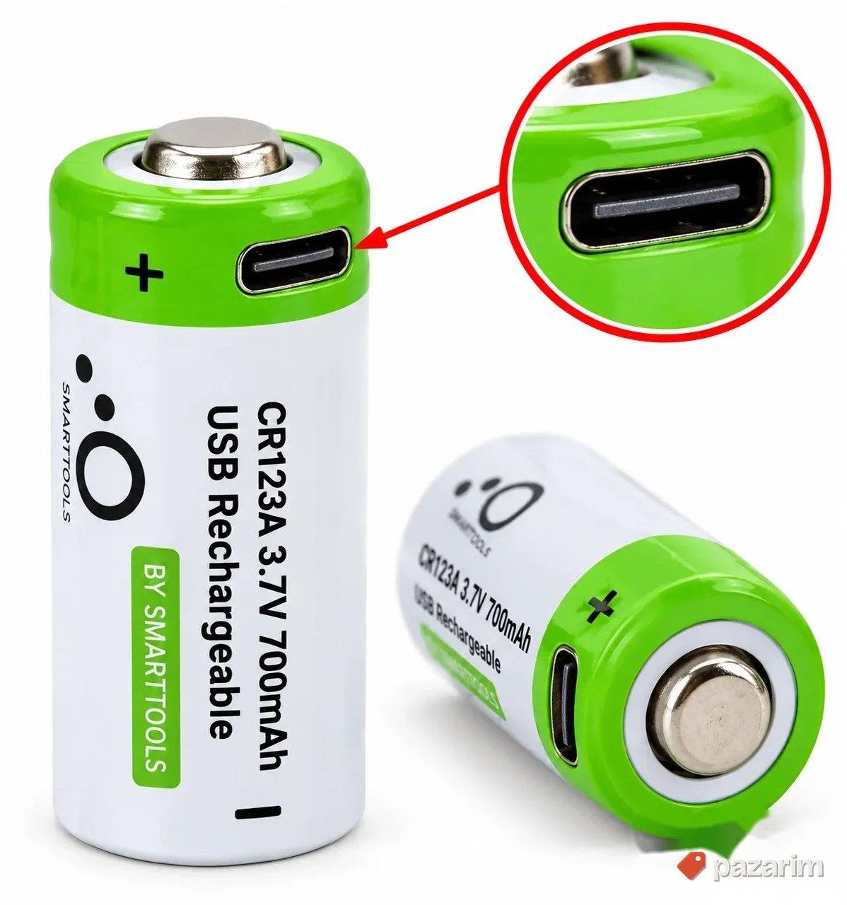 CR123A 3.7V 700mAh punjiva baterija USB-C – SmartTools 1